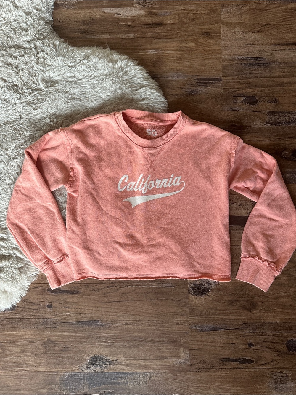 SO Peach Cropped 'California' Sweatshirt